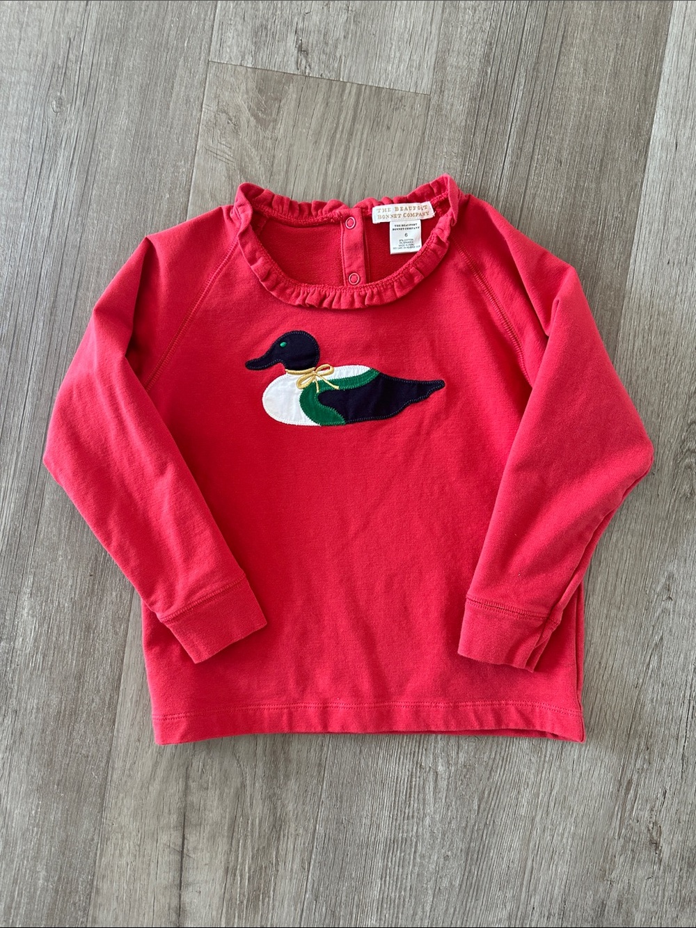 TBBC Cassidy Ruffle Crewneck with Mallard Duck